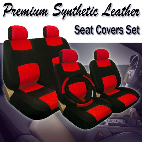 Universal Pu (Synthetic) Leather Car Seat Covers Set with Steering