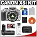 Canon EOS Digital Rebel XSi 12.2-Megapixel SLR Camera (SILVER) with Canon EF-S 18-55mm f/3.5-5.6 IS Zoom Lens + Canon BG-E5 Battery Grip + LP-E5 Battery + Case + Cameta Bonus Accessory Kit