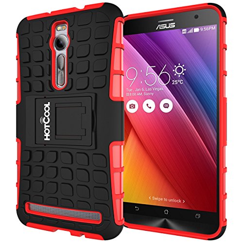 ASUS ZenFone 2 ZE550ML/ZE551ML Case - HOTCOOL Heavy Duty Rugged Dual Layer Armor with Kickstand Cover Case For ASUS Zenfone 2 ZE550ML/ZE551ML(Will Not Fit ZE500CL Model), Red