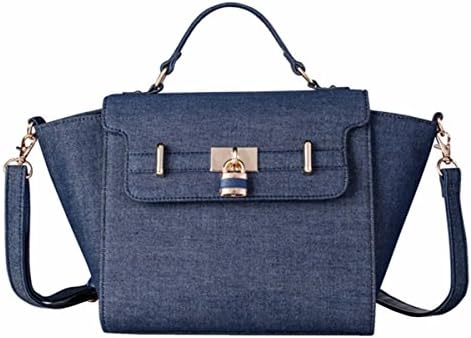 Keypoint Women's Washed Denim Top Handle Handbags (Dark blue)