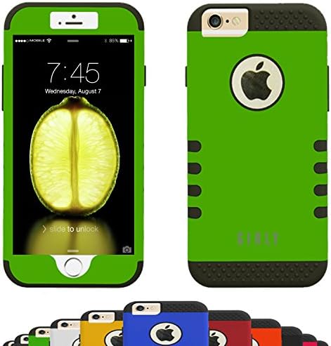 GIRLY iPhone 6s / 6 Case 4.7 Inch Impact Resistant Dual Layer Armor Hard / Soft Heavy Duty Shock Absorbent Drop Protective Cases By Vallt Cover For Apple I Phone - Lifetime Guarantee (Lime Green)