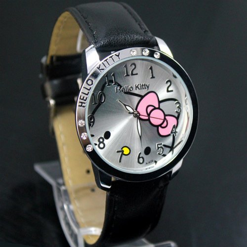 Hello Kitty Large Face Quartz Watch - Black Band