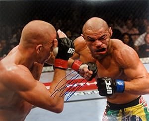 Georges St-Pierre GSP Signed MMA UFC 16x20 Thiago Alves Photo SI