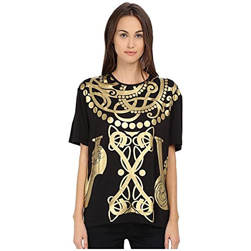 ベルサーチ トップス シャツ Short Sleeve Foil Print T-Shirt Nero [並行輸入品]