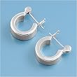 Sterling Silver Hollow Hoop Earrings - Height: 11mm