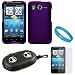 Purple Durable Protective Rubberized Crystal Hard Case Cover for AT&T Wireless New HTC Inspire 4G Android Smart Phone + Clear Screen Protector + Includes Black Portable Multi Purpose Case with Built in Audio Speakers + SumacLife TM Wisdom Courage Wristband