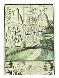 Cortes Entering the Valley of Mexico Between the Volcanoes of Popocatepetl Giclee Poster Print by Mexican School, 18x24