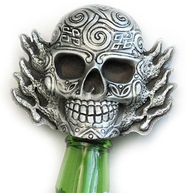 TATTOO FLAME SKULL Belt Buckle Bottle Opener - Buy TATTOO FLAME SKULL Belt 