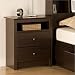 Prepac EDC-2428 Fremont Collection 2 Drawer Tall Night Table With Open Shelf - Espresso
