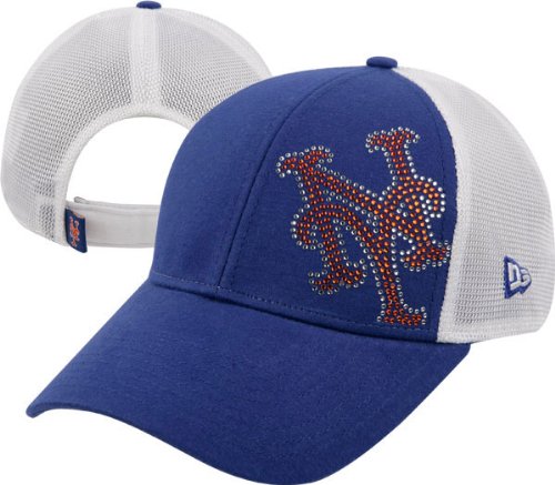 New York Mets Women's Hat: New Era Jersey Shimmer Trucker Mesh Hat