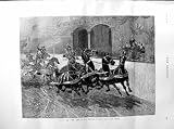 1887 Queen Olympia Chariot Race Sport Horses Fine Art