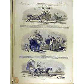 1846 India Mail-Cart Native Hack-Cab Sketches Old Print