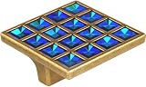 Bosetti Marella 101669.07 Swarovski Blue Crystal Knob, 2-Inch by 2-Inch, Antique Brass Light