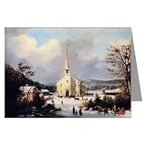 Currier and Ives Christmas Church Note Card set