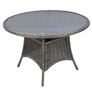Walker Edison 44 Inch Round Rattan Dining Table, Mocha