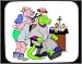 Decorated Mouse Pad with dinosaur, barber, hair, bull, giving, haircut, cutting
