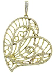 0.80ct 14k Yellow Gold Diamond Heart Pendant Necklace