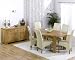 Kitchen & Housewares : Oval Solid Oak Dining Set with Sideboard, cream leather chairs