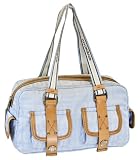 Givenchy Blue Fabric And Beige Leather Boston Bag 79540527BL