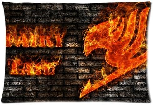 Butuku Japanese Anime Cartoon Comic Series Fairy Tail Personalized Custom Rectangle Soft Pillow Case Cover 20X30 (One Side) Stone Wall Background Raging Fire Flame Pattern Pillowcase