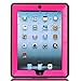 MagicSky Rugged Hybrid Dual Layer Full Body Protective Case with Kickstand for iPad 2, iPad 3 and iPad 4, Hot Pink / Black