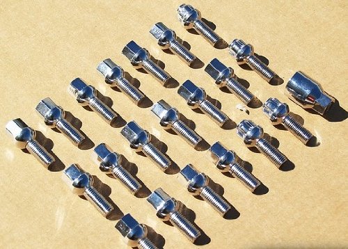 BMW chrome lug bolts: 12 x 1.5 (28mm) - set of 20