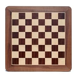 Walnut Chessboard with Inlay Border and Rounded Corners - 21 Inches