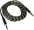 Monoprice 601415 15-Feet Cloth Series 1/4-Inch TS Male 20AWG Instrument Cable, Black and Gold