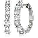 Sterling Silver and Cubic Zirconia Hoop Earrings (0.7 cttw)