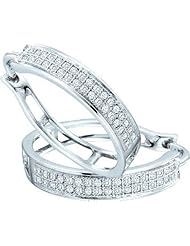 10K White Gold 0.20CT White Diamond Fashion Hoops