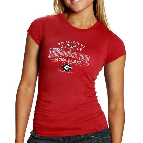 Georgia Bulldogs Ladies Red 2009 Independence Bowl Bound T-shirt (Medium)