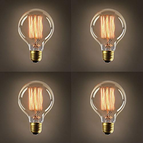 Woot Set of 4 Pack Vintage Style Dimmable Edison Filament Bulb G80 60W (E26) Bulbs (40 Watts)