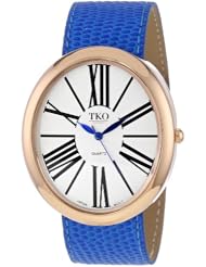 TKO ORLOGI Womens TK617-RBL Rose Gold Blue Leather Slap Watch