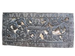 Kamasutra Antique Decorative Hand Carved Scalloped Top Headboard Wall Panel 36 Inch