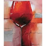 Yosemite Home Decor 24 by 20-Inch Red Merlot Hand Painted Contemporary Artwork, Cuisine Still Life