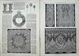 1863 LACE HANKERCHIEF DRESS BROOCH LEATHER VASES LAPPET