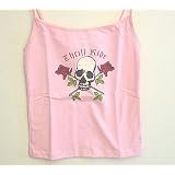 Thrill Ride Skull Rose Tattoo Design Cami Top Pink - Skull Crossbones Tattoo Design Camisole... by Thrill Ride