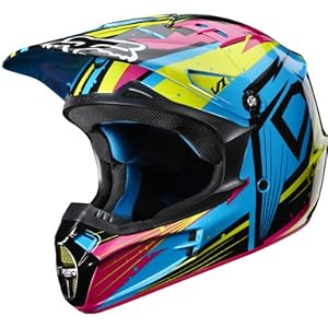 Fox Racing Undertow Youth V1 MX Motorcycle Helmet w/ Free B&F Heart Sticker Bundle - Green/Blue / Large