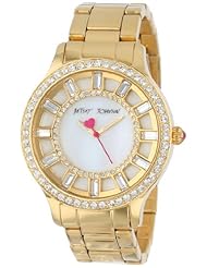 Betsey Johnson Womens BJ00157-19 Analog Gold Baguette Crystal Dial Watch