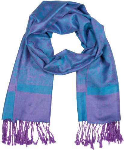 SakkasTwo Tone Vintage Jacquard Paisley Pashmina Shawl Wrap Scarf Stole