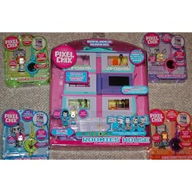 Complete Set Pixel Chix Roomies - House + 4 Friends: Punk Rocker, Hip-Hop, Bookworm,... by