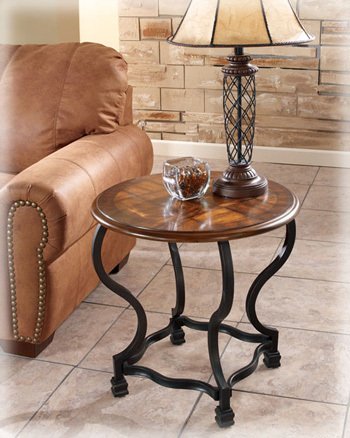 Round End Table with Wood Finish