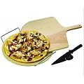 Pizza Grilling Stone, Peel and Pizza Cutter Complete Set for BBQ OR oven