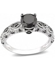 10k White Gold Black Accent Diamond Ring (1.232 Cttw)