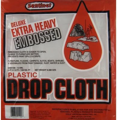 Great American Marketing DE91100 Gam Paint Brushes 9' x 12' Sentinel Deluxe Service Weight Embossed Drop Cloth