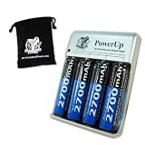 PowerUP AA & AAA Battery Charger for Garmin Hand Held GPS Units - Includes (4) High Capacity AA 2700mAh Batteries