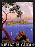 LE LAC DE GARDA LAKE SAILBOAT ISLAND EUROPE ITALY ITALIA SMALL VINTAGE POSTER REPRO