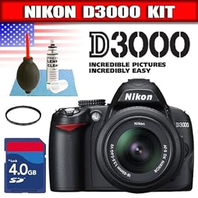 Nikon D3000 10MP Digital SLR Camera with 18-55mm f/3.5-5.6G AF-S DX VR Nikkor Zoom Lens Package 2