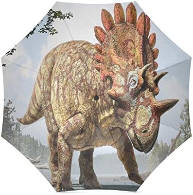 Dinosaur Background Triple Folding Sun/Rain Umbrella, Windproof Rainproof Foldable Travel Umbrella UV ,100% Polyester Pongee Waterproof Fabric and Aluminium High-quality Umbrella Protected