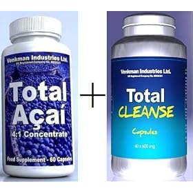 Pure Acai Berry Extract 2000mg dose & Colon Cleanse 9092mg Dose - For Detox & Weight Loss - 30 Day Supply of Each